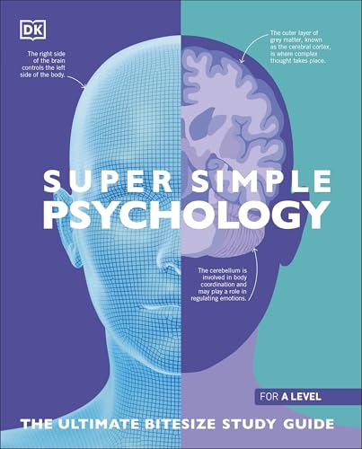 Book cover: half human head, half brain illustration, titled "Super Simple Psychology".