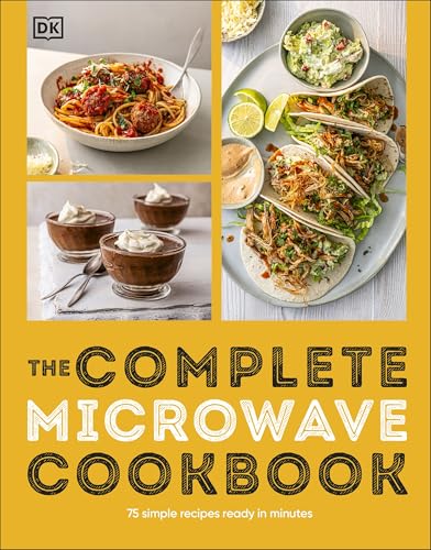 Cookbook cover featuring microwave meals like pasta, tacos, and desserts.