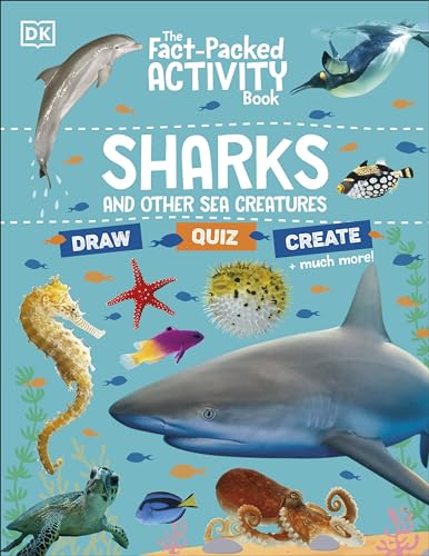 Book cover featuring sharks, dolphins, and other colorful sea creatures.