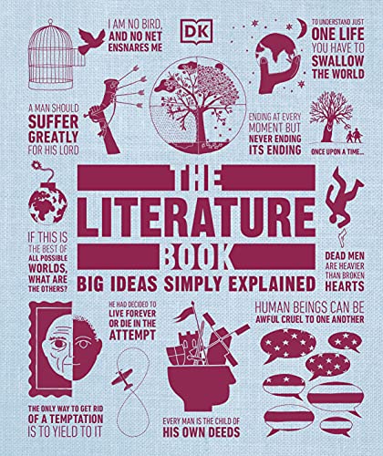 Book cover with illustrated literary quotes and the title "The Literature Book".