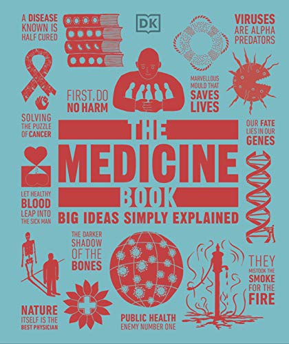 Red cover of "The Medicine Book" with medical symbols and text.
