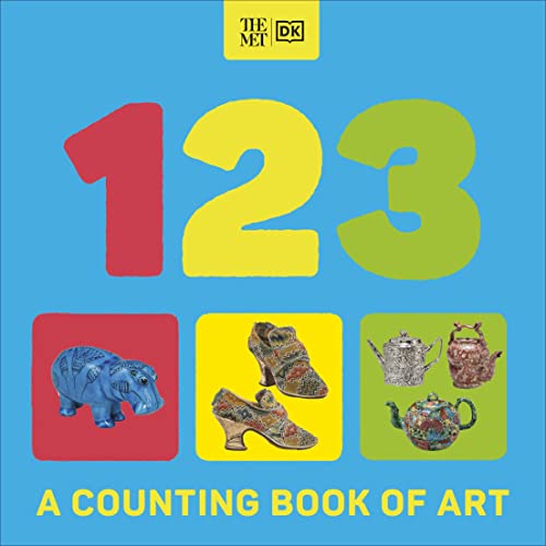 Colorful numbers 1-3 with art objects below, a children’s counting book.