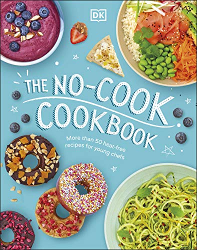 Cookbook cover with colorful food photos: smoothies, salads, donuts, and noodles.