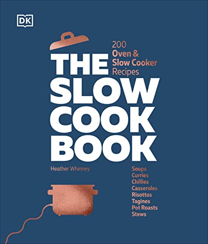 Cookbook cover with bold title, illustration of a slow cooker, and recipe list.