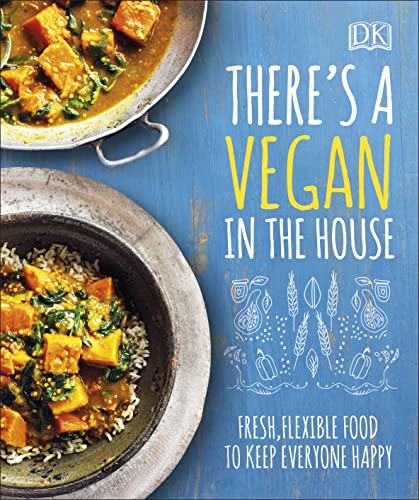 Cookbook cover with vegan curry and text: "There's a Vegan in the House".