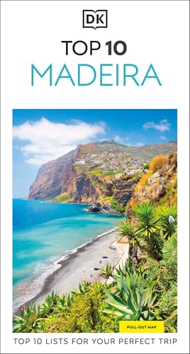 DK Top 10 Madeira travel guide with coastal landscape image.