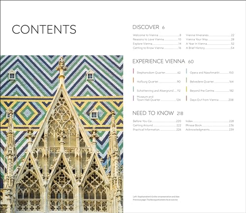 DK Vienna guidebook showing patterned facade of St. Stephen's Cathedral.