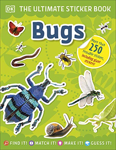 Cover of "Ultimate Sticker Book Bugs" featuring various illustrated insects.