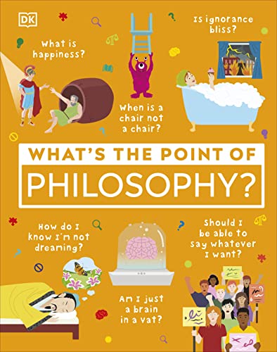 Book cover: "What’s the Point of Philosophy?" with illustrated philosophical concepts.