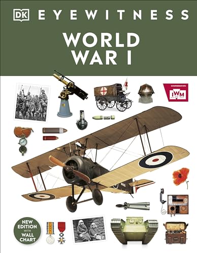 Cover of “World War I” book featuring planes, tanks, and wartime artifacts.