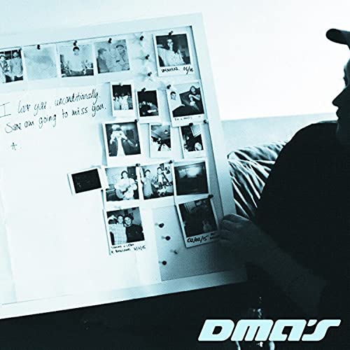 Album cover for DMA's featuring a man beside a photo collage.