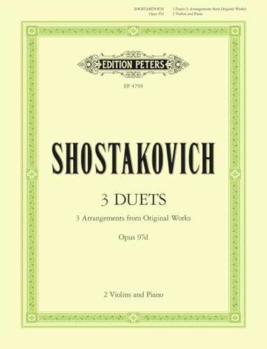 Sheet music cover for Shostakovich 3 Duets for two violins and piano, Edition Peters.
