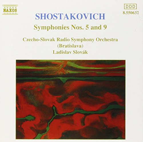 CD cover for Shostakovich symphonies with abstract red and green artwork.