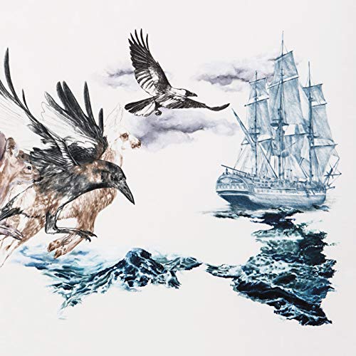 Album cover: crows, a sailing ship, and stormy ocean waves.