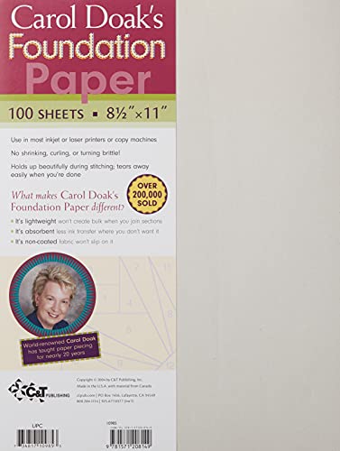 Package of 100 sheets of Carol Doak's Foundation Paper for quilting and sewing.