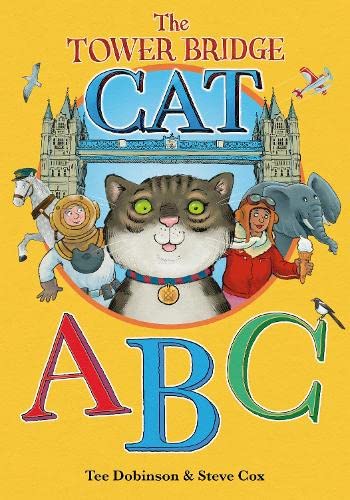 Book cover featuring a cat with Tower Bridge and colorful characters.