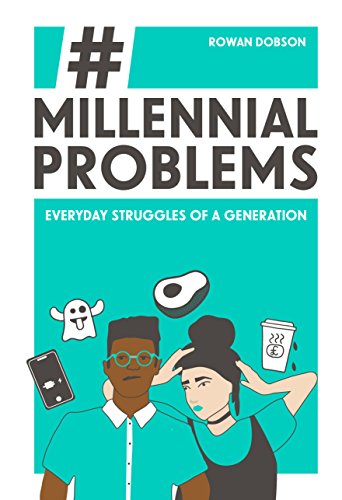 Book cover with illustrated people and avocado toast, titled "Millennial Problems".