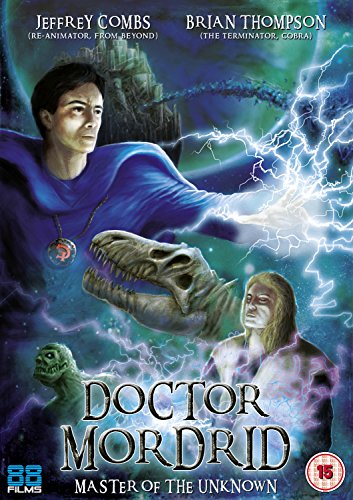 DVD cover art featuring Doctor Mordrid, a dinosaur skull, and lightning against a cosmic background.