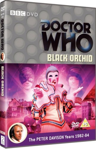 DVD case for "Doctor Who - Black Orchid" with futuristic character and Victorian-era background.