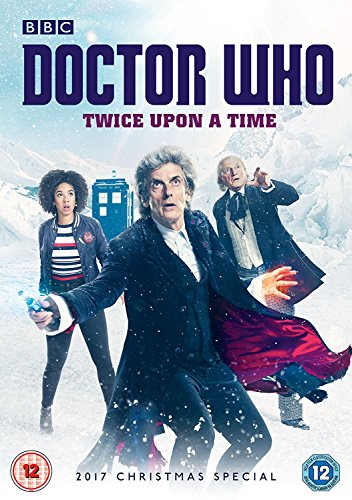 "Doctor Who" DVD cover featuring three characters in a snowy landscape with a blue police box.