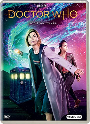 Doctor Who DVD cover featuring Jodie Whittaker and a blue police box.