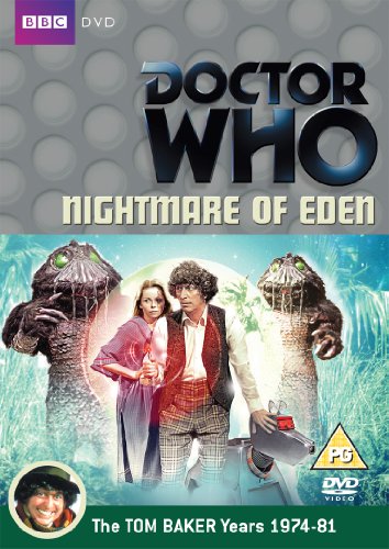 Doctor Who Nightmare of Eden DVD cover featuring Tom Baker and two Mandrel creatures.