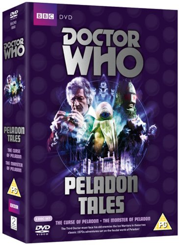 Doctor Who Peladon Tales DVD cover featuring the Third Doctor and alien creatures.