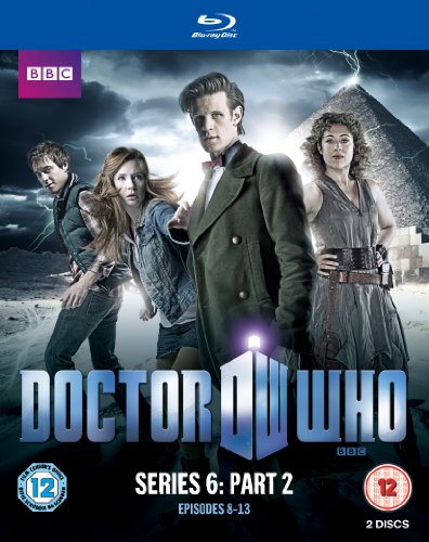 "Blu-ray cover featuring four characters from Doctor Who against a stormy background."