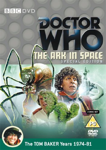 Doctor Who DVD cover featuring Tom Baker, a monster, and crewmates.