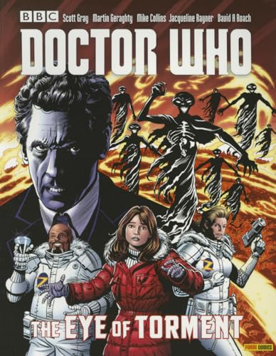 Doctor Who comic cover featuring the Doctor, companions, and shadowy figures.