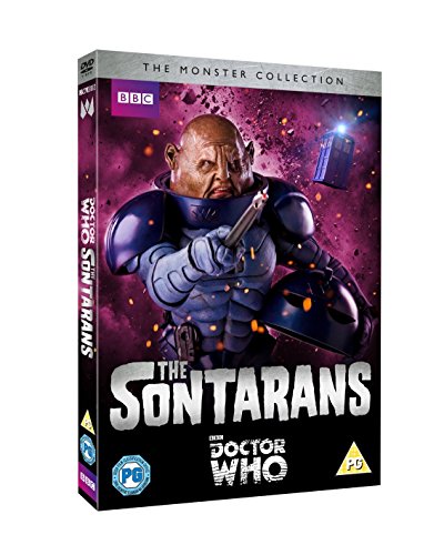 Doctor Who DVD cover featuring a blue Sontaran warrior with a blaster.