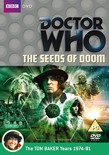 DVD cover for Doctor Who: The Seeds of Doom featuring Tom Baker and Sarah Jane.