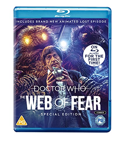 Blu-ray cover for Doctor Who: The Web of Fear featuring the Second Doctor.