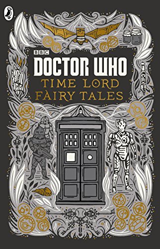 “Doctor Who” book cover with TARDIS, Dalek, and Cyberman illustrations.