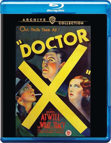 Doctor X" Blu-ray cover featuring a dramatic, vintage film poster with three faces.