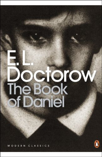 Book cover for The Book of Daniel by E.L. Doctorow featuring a grainy portrait.