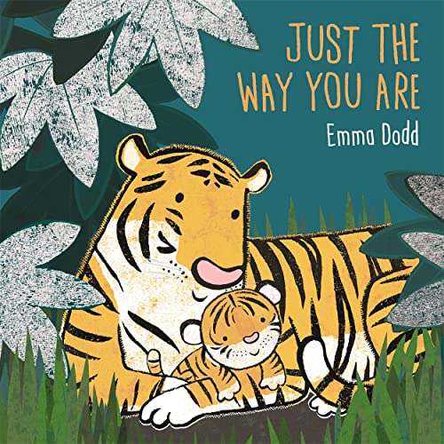 Book cover: tiger and cub embraced amongst tropical foliage.