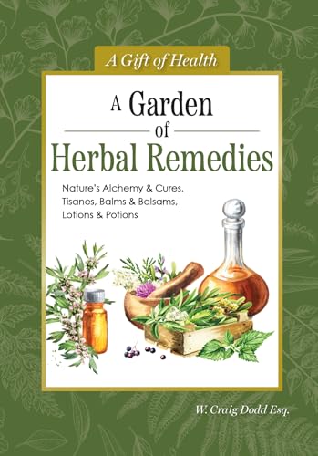Book cover featuring herbal remedies illustration, glass bottle, and plants.
