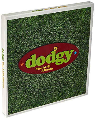 Dodgy album cover with green textured background and red logo.