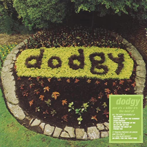 Album cover for Dodgy’s “Ace A’s and Killer B’s” with floral lettering.