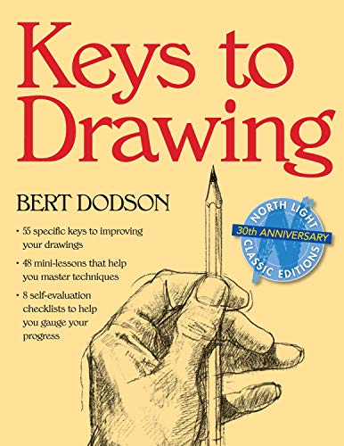 Book cover: "Keys to Drawing" with a hand holding a pencil.