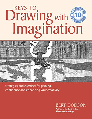 Book cover: "Keys to Drawing with Imagination" featuring a sketched fountain scene.