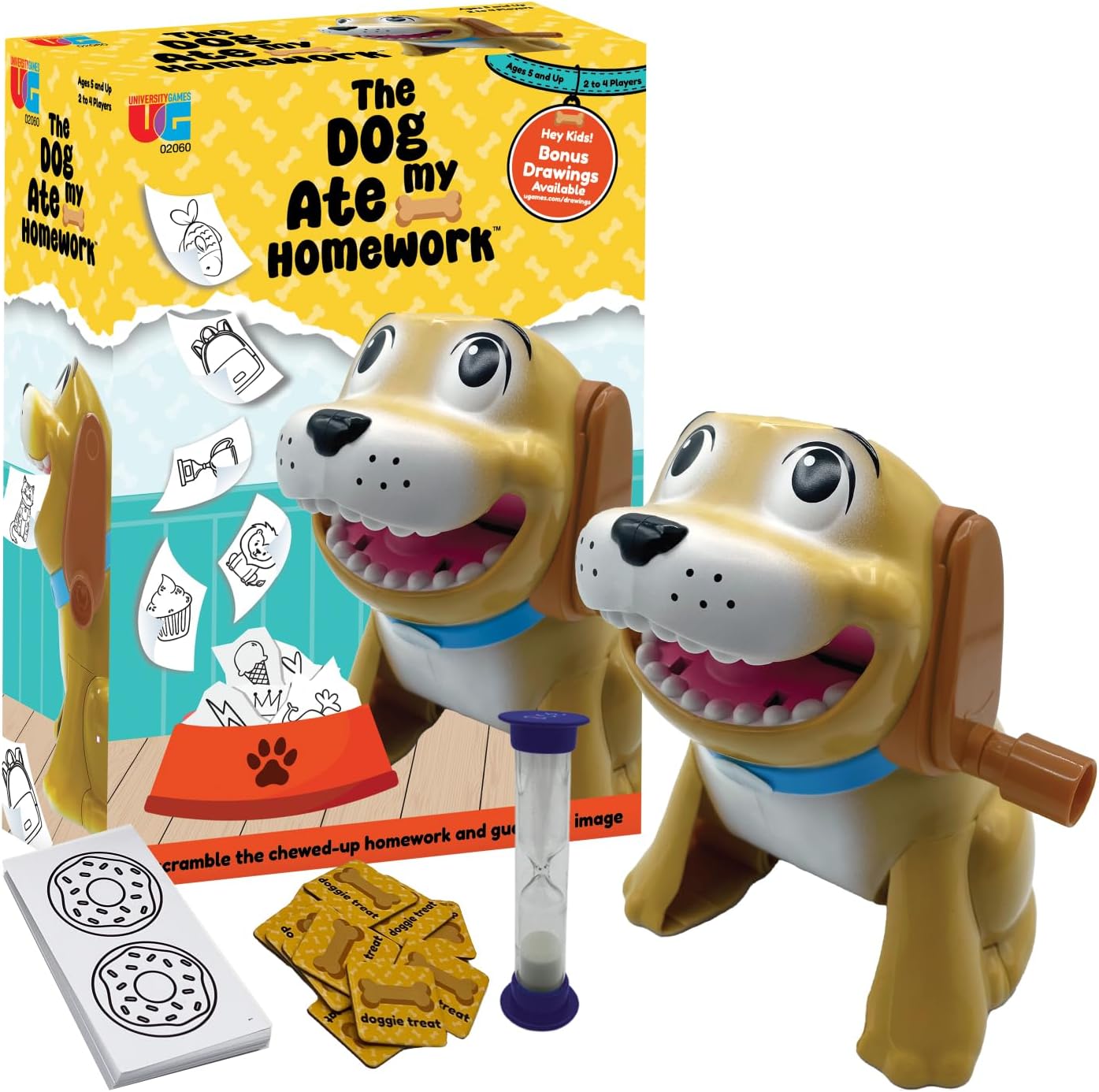 Game box featuring a cartoon dog with papers coming out of its mouth.