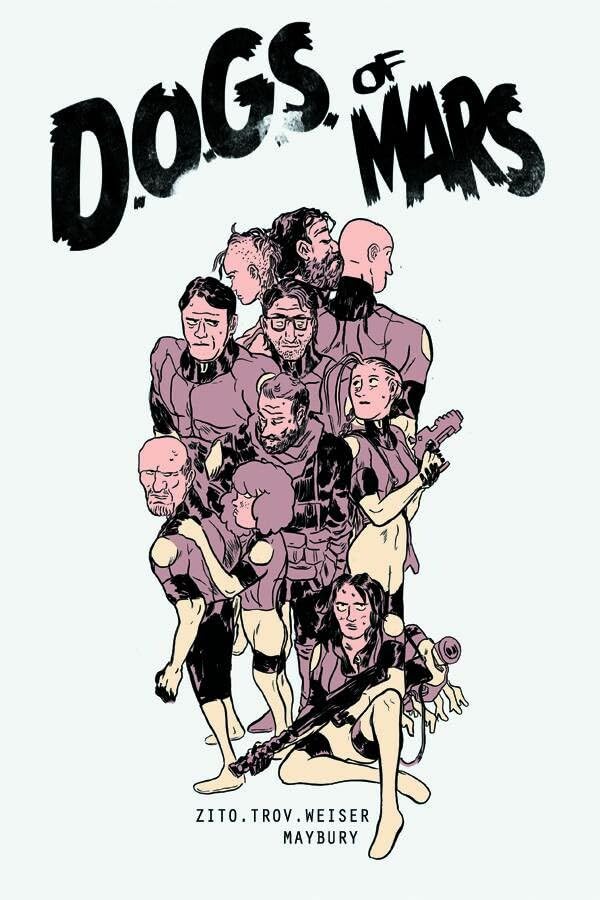 Comic book cover: "Dogs of Mars" depicts a group of illustrated figures.