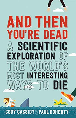Book cover with falling figures, a shark fin, and banana peel.
