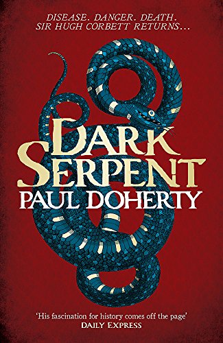 Book cover: “Dark Serpent” with a coiled blue serpent on a red background.