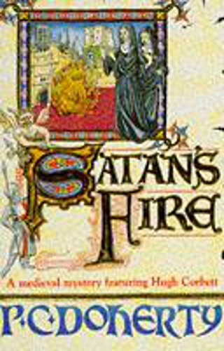 Medieval illuminated manuscript style cover for the mystery novel "Satan's Fire".