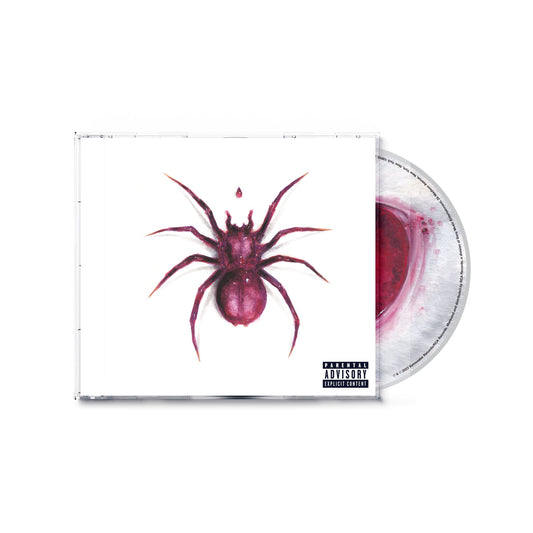 Doja Cat’s “Scarlet” CD case featuring a large red spider graphic.