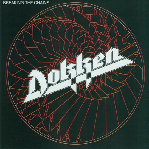 Dokken album cover: black background with red cracked circle and band logo.