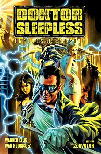 Comic book cover featuring Doktor Sleepless, a man with goggles, and other figures.